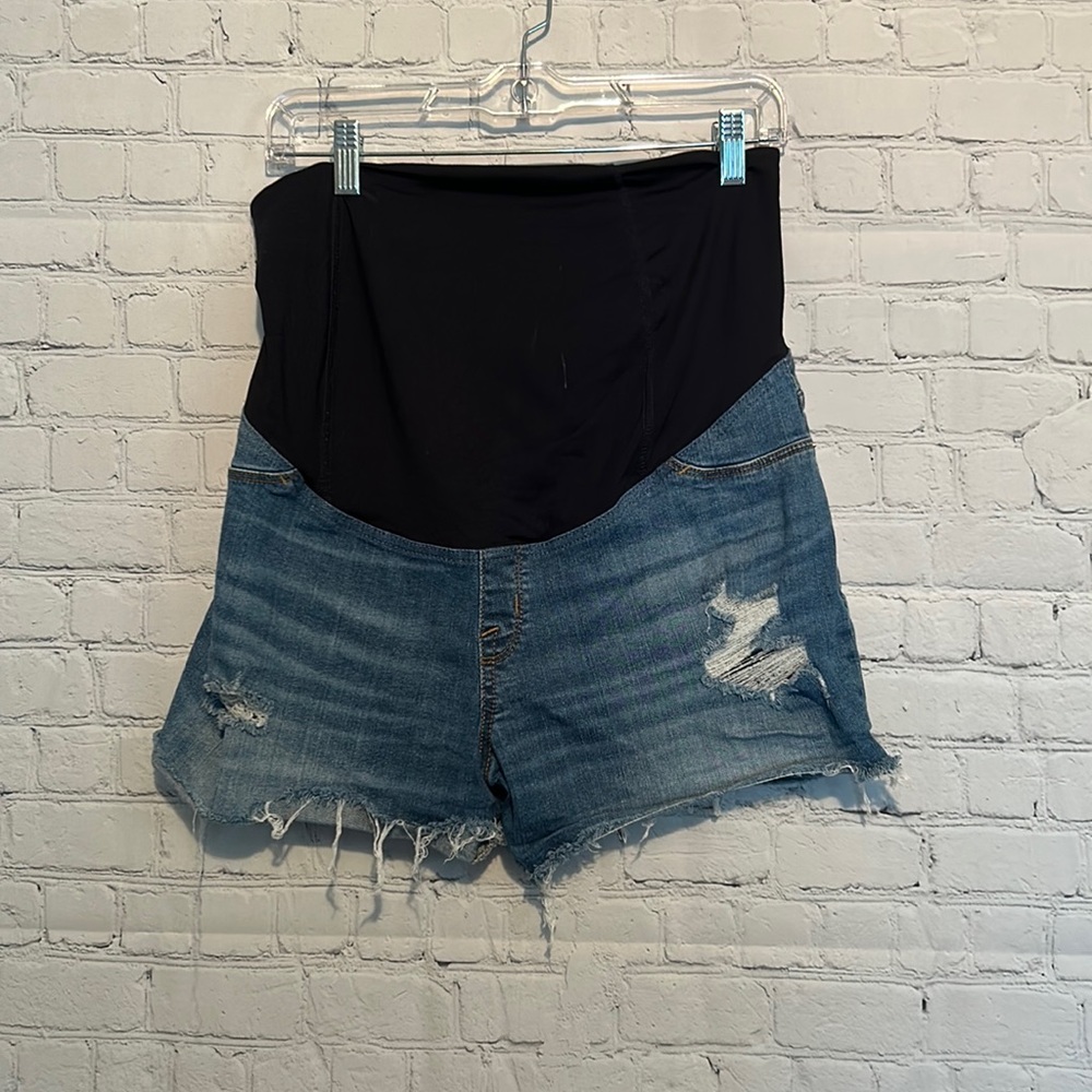 Isabel Maternity Distressed Jean Denim Shorts